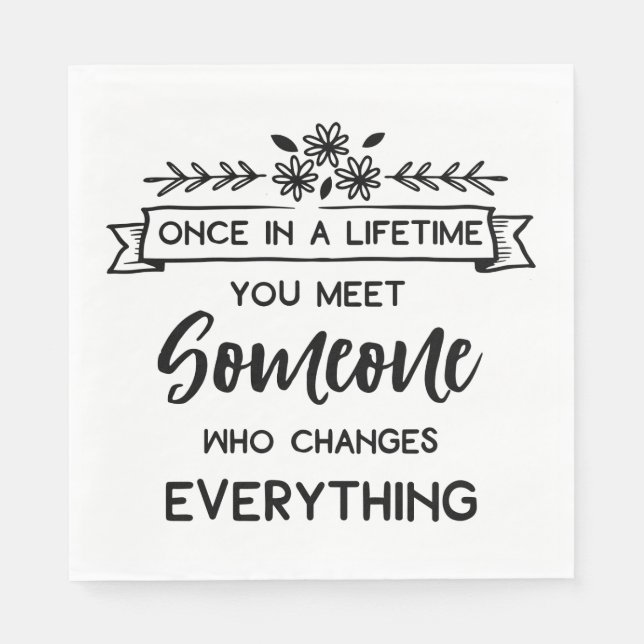 True Love Quote Wedding Bridal Shower Black White Napkin (Front)