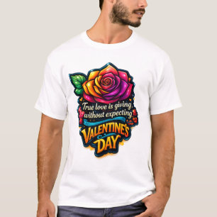 True Love Rainbow Rose Valentine's Day Quote T-Shi T-Shirt