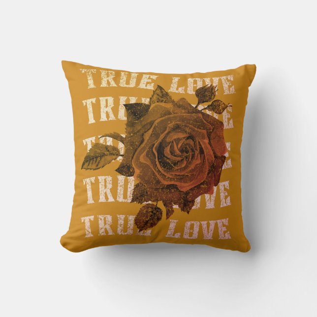 True Love Rose Romantic Valentine's Day B&W Throw Pillow (Front)