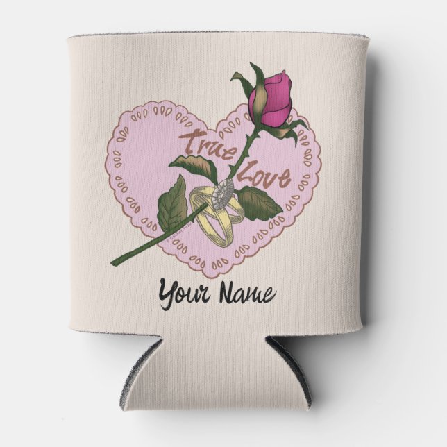 True Love Rose Wedding  Can Cooler (Front)