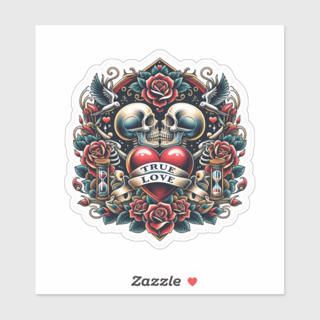 True Love Skeleton Heart Tattoo Look (Sheet)