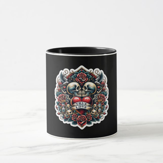True Love Skeleton Heart Tattoo Look Mug (Center)