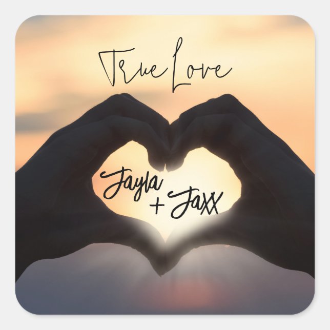 True Love sunset Your Heart in my Hand Sticker (Front)