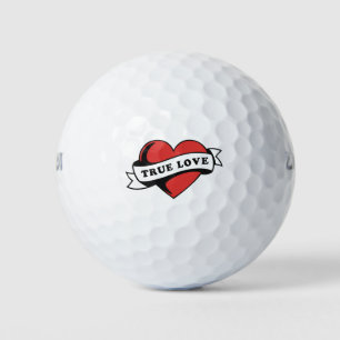 True Love Tattoo Heart Classic Romance Design Golf Balls