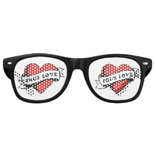 True Love Tattoo Heart Classic Romance Design Retro Sunglasses