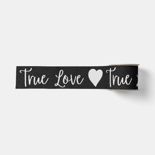 True Love White Glitter Valentine's Grosgrain Ribb Grosgrain Ribbon (Front)