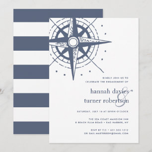 True North   Nautical Engagement Party Invitation