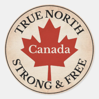 True North Strong and Free Classic Round Sticker