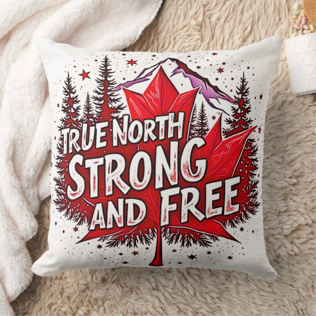 True North Strong Free Throw Pillow (Blanket)