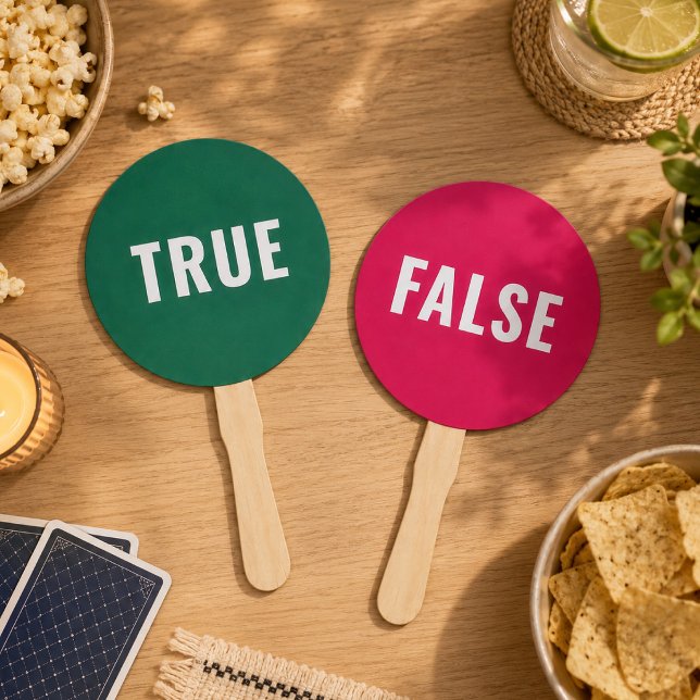 True or False? Game Paddles | Quiz Party Games Hand Fan (Personalized true false hand fans for bridal showers, baby showers, and party game fun)