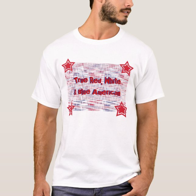 True red, white & blue American, red, blue, stars T-Shirt (Front)