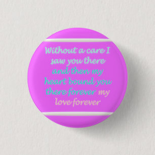 True Romance poem pattern pink 1 Inch Round Button