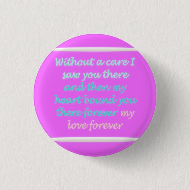 True Romance poem pattern pink 1 Inch Round Button (Front)