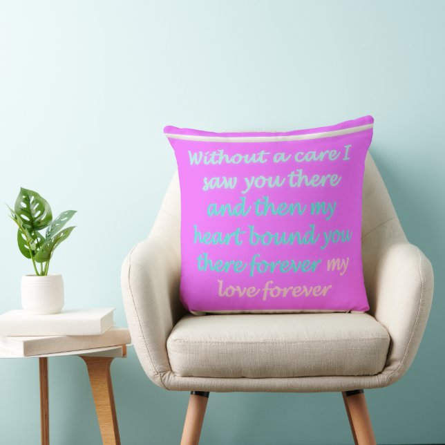 True Romance poem pattern pink Throw Pillow (Chair)