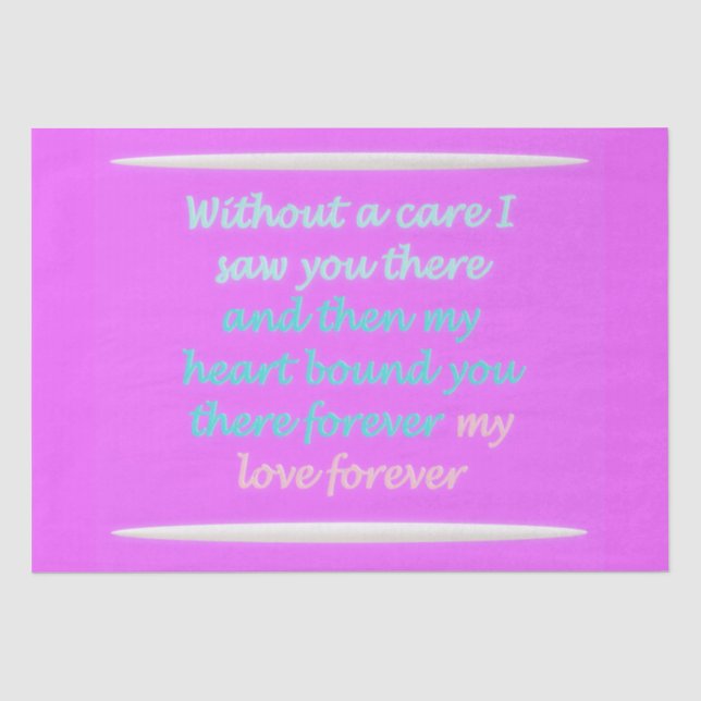 True Romance poem pattern pink Tissue Paper (Front)