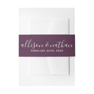 True Simplicity 1 Bride and Groom Plum Wedding Invitation Belly Band
