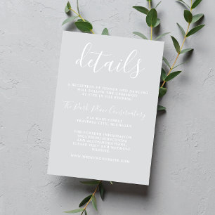 True Simplicity 1 Cool Mist Grey Minimal Wedding Enclosure Card