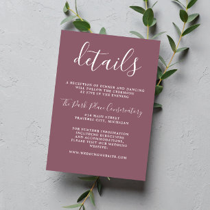 True Simplicity 1 Dusk Mauve Minimalist Wedding Enclosure Card