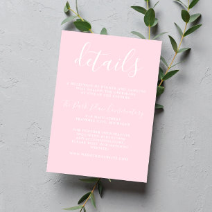 True Simplicity 1 Primrose Pink Minimalist Wedding Enclosure Card