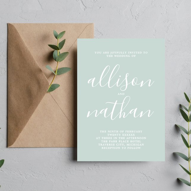True Simplicity 1 Sea Glass Minimalist Wedding Invitation (Creator Uploaded)