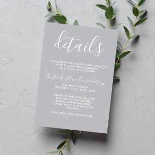 True Simplicity 1 Sterling Grey Minimalist Wedding Enclosure Card