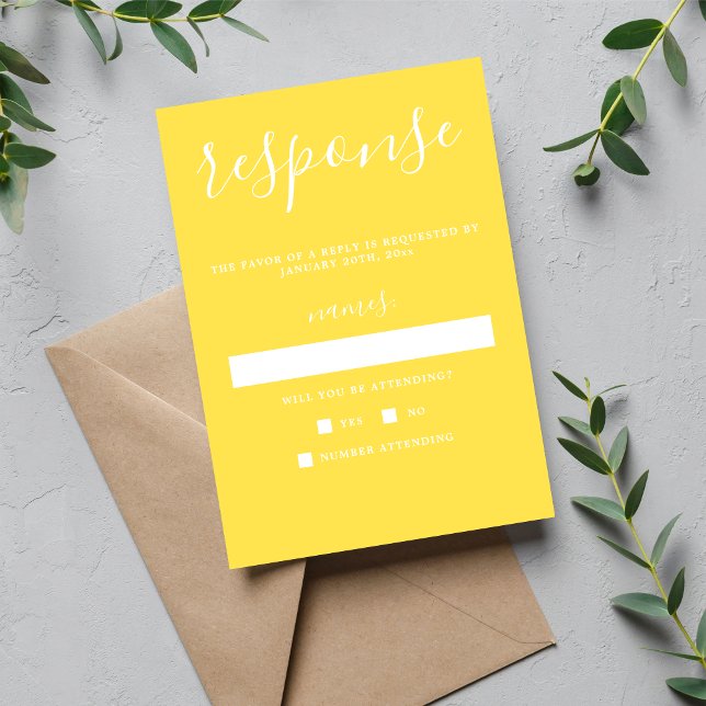 True Simplicity 1 Sunflower Yellow Minimal Wedding RSVP Card (Creator Uploaded)