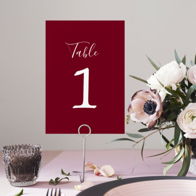 True Simplicity 1 Wedding Burgundy Table Number (Creator Uploaded)