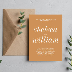 True Simplicity 2 Apricot Minimalist Wedding Invitation