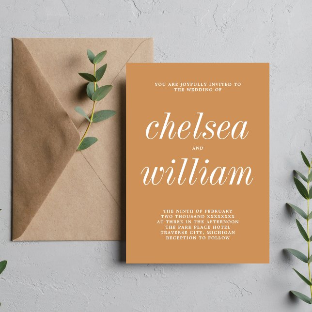 True Simplicity 2 Apricot Minimalist Wedding Invitation (Creator Uploaded)