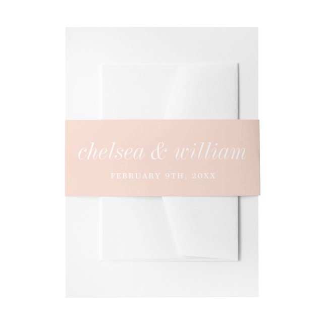 True Simplicity 2 Bride and Groom Blush Wedding Invitation Belly Band (Front Example)