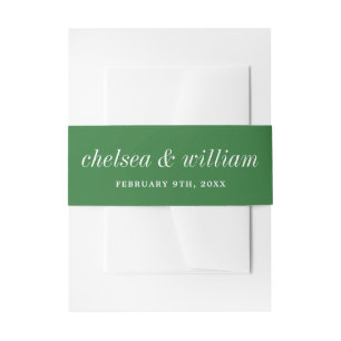 True Simplicity 2 Bride Groom Meadow Green Wedding Invitation Belly Band