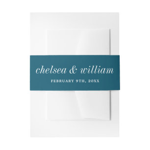 True Simplicity 2 Bride Groom Neptune Blue Wedding Invitation Belly Band