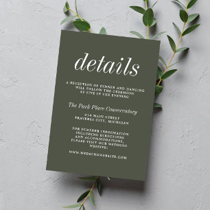 True Simplicity 2 Camo Green Minimalist Wedding Enclosure Card
