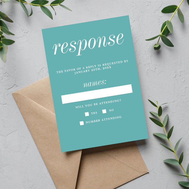 True Simplicity 2 Caribbean Minimalist Wedding RSVP Card (Creator Uploaded)