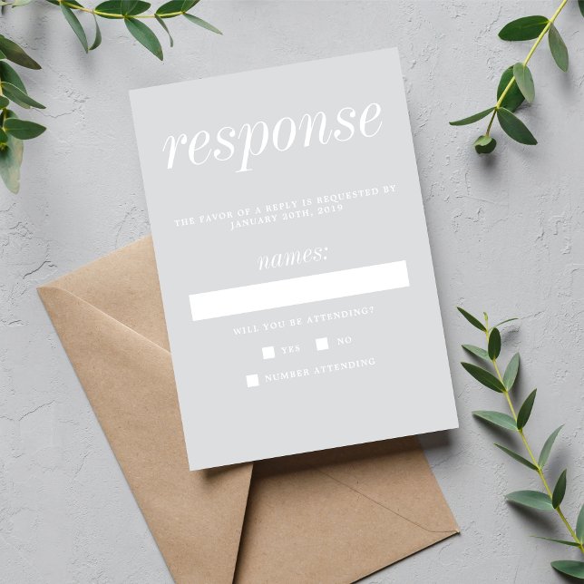 True Simplicity 2 Cool Mist Minimalist Wedding RSVP Card (Creator Uploaded)