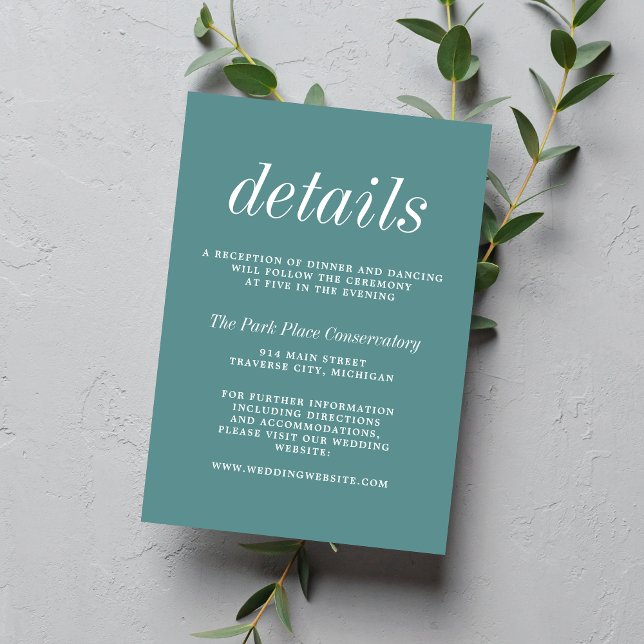 True Simplicity 2 Duck Egg Minimalist Wedding Enclosure Card (Creator Uploaded)