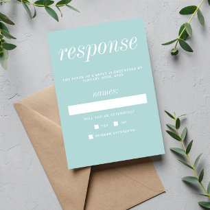 True Simplicity 2 Ocean Mist Minimalist Wedding RSVP Card