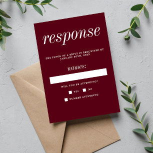 True Simplicity 2 Rosewood Minimalist Wedding RSVP Card