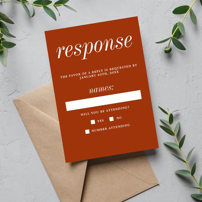 True Simplicity 2 Rust Simple Minimalist Wedding RSVP Card (Creator Uploaded)