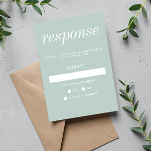 True Simplicity 2 Sea Glass Minimalist Wedding RSVP Card