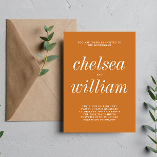 True Simplicity 2 Spice Simple Minimalist Wedding Invitation