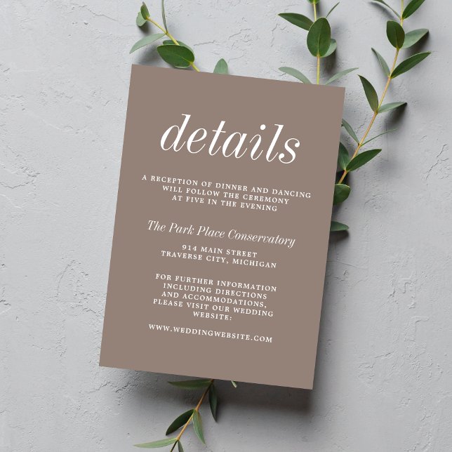 True Simplicity 2 Taupe Simple Minimalist Wedding Enclosure Card (Creator Uploaded)