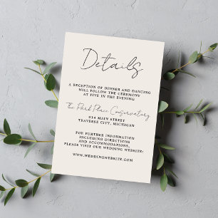 True Simplicity 3 Beige & Black Minimalist Wedding Enclosure Card