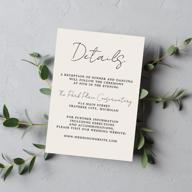 True Simplicity 3 Beige & Black Minimalist Wedding Enclosure Card (Creator Uploaded)