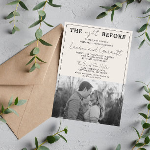 True Simplicity 3 Beige & Black Rehearsal Dinner Invitation