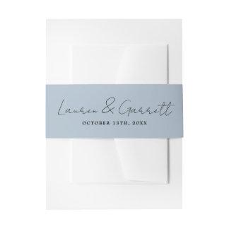 True Simplicity 3 Bride Groom Ice Blue Wedding Invitation Belly Band