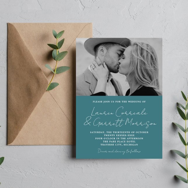 True Simplicity 3 Modern Gulfstream Photo Wedding Invitation (Creator Uploaded)