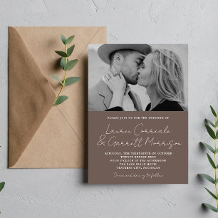 True Simplicity 3 Modern Mushroom Photo Wedding Invitation