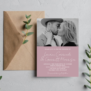 True Simplicity 3 Modern Vintage Photo Wedding Invitation