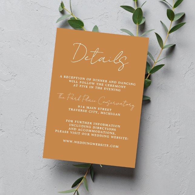 True Simplicity 3 Script Minimal Apricot Wedding Enclosure Card (Creator Uploaded)